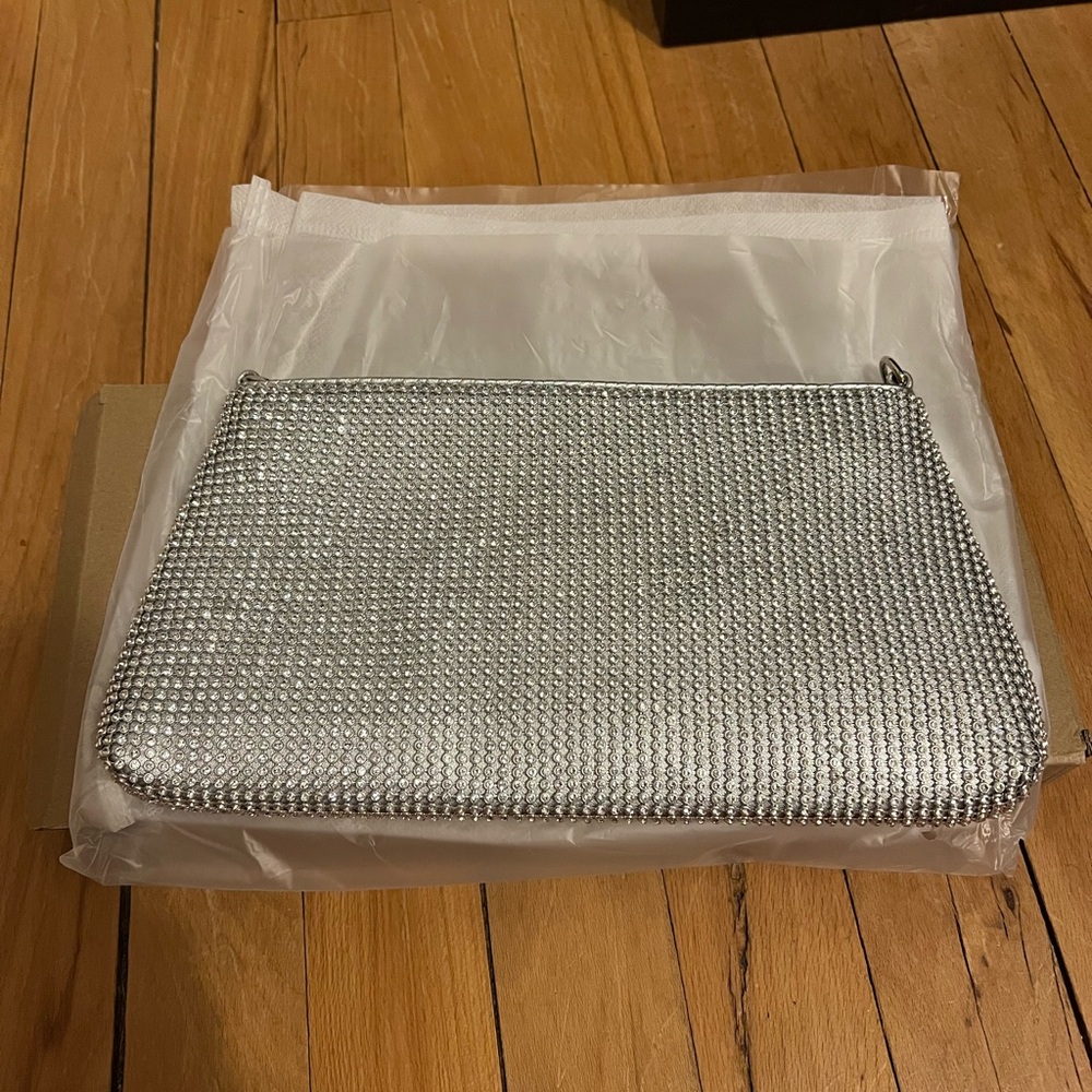 Silver Evening Bag with 2 Interchangeable Straps